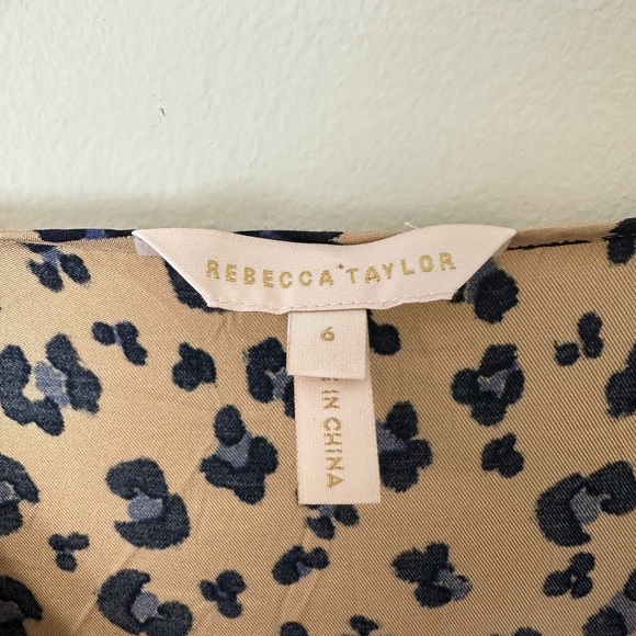 Rebecca Taylor Silk Cheetah Tie Front Dress Size 6 - Picture 12 of 14